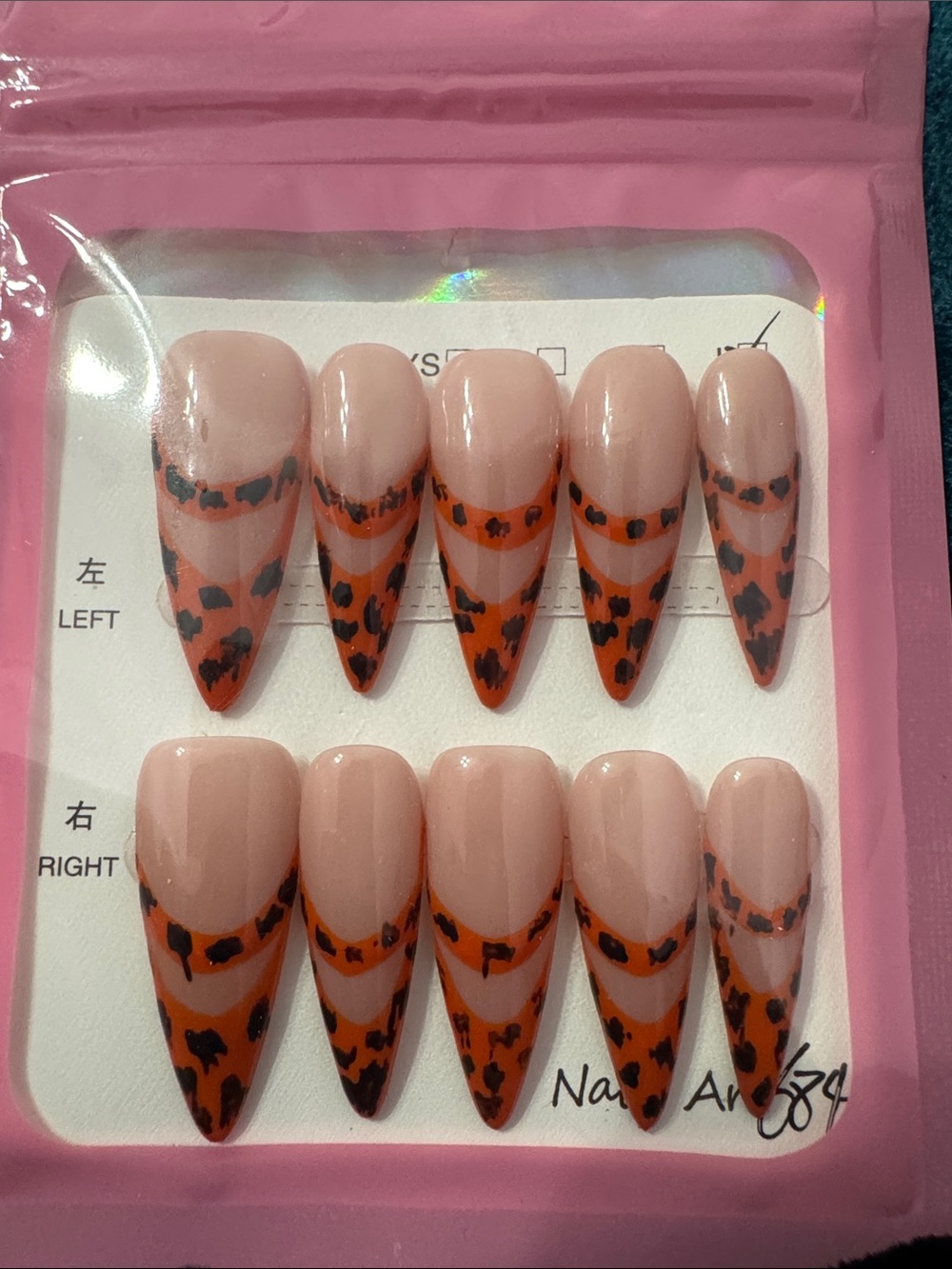 Orange leopard Stiletto Press-On Nails